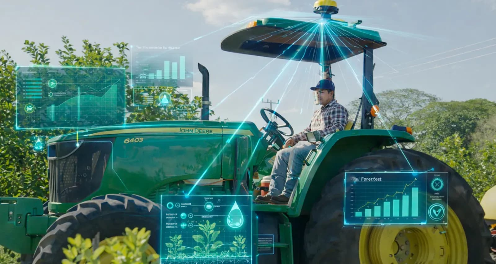 Agricultura de precision John Deere trabajando en campo