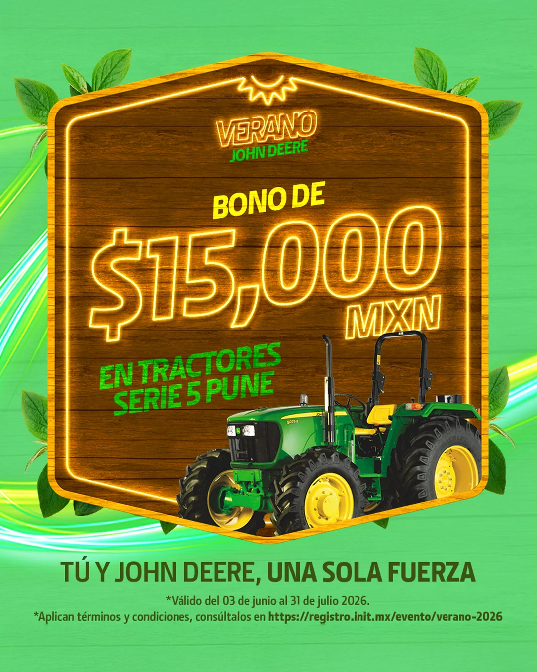 Promoción agrícola de bono para tractores John Deere Serie 5